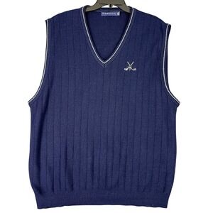 Vintage 90s Pinnacle Golf Sweater Vests Ribbed Knit XXL Mens USA made